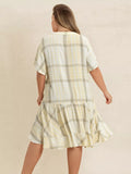 Plus Size Plaid Flutter Sleeve Dress