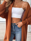 Plus Size Ribbed Open Front Long Sleeve Cardigan