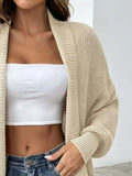 Plus Size Ribbed Open Front Long Sleeve Cardigan