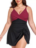 Plus Size Ruched One Piece Swim Dress