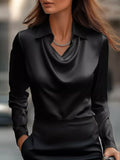 Plus Size Satin Blouse Black / S