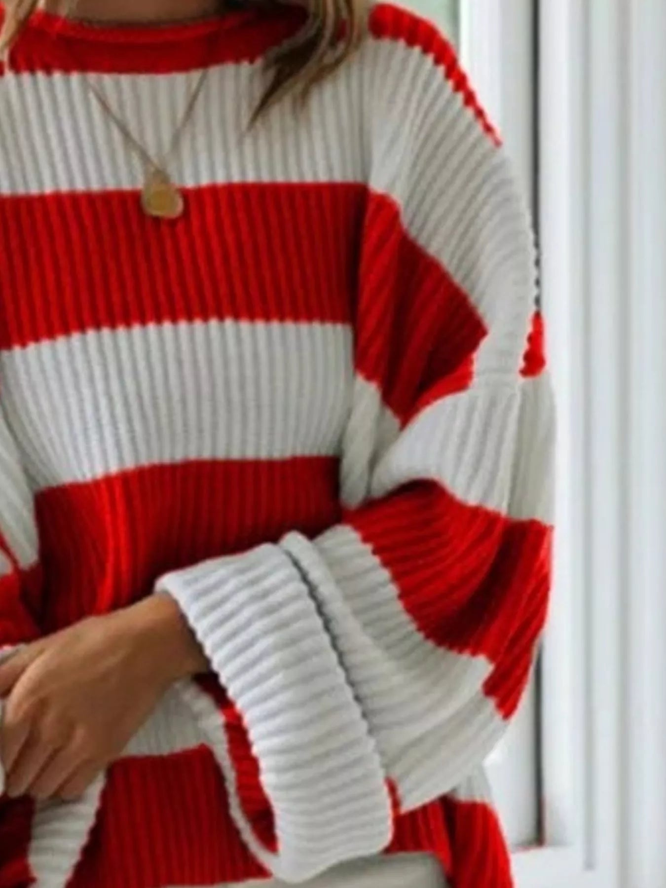Plus Size Striped Round Neck Sweater