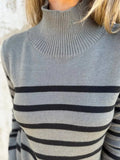 Plus Size Striped Turtleneck Sweater for Women