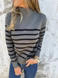 Plus Size Striped Turtleneck Sweater for Women