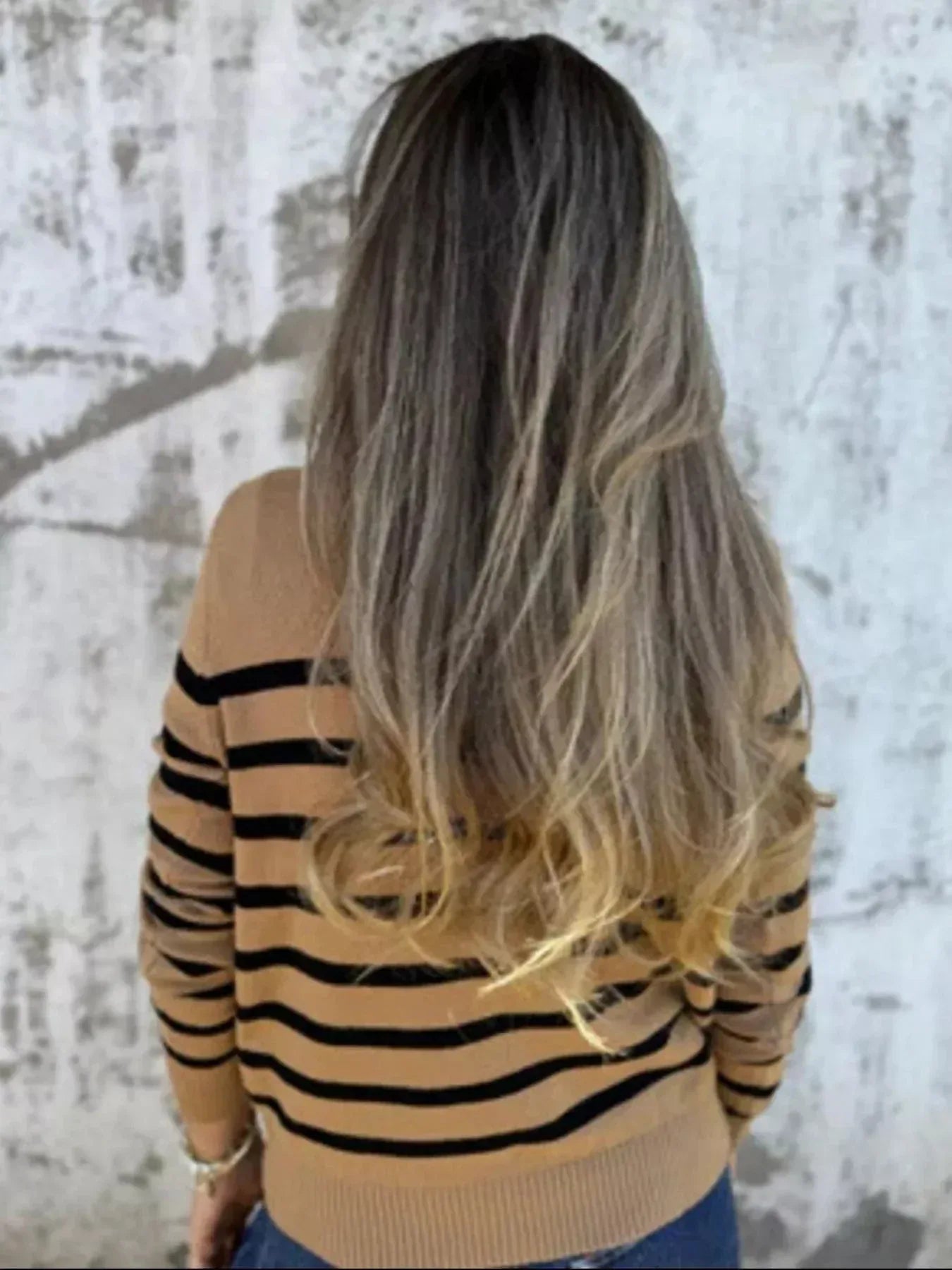 Plus Size Striped Turtleneck Sweater for Women