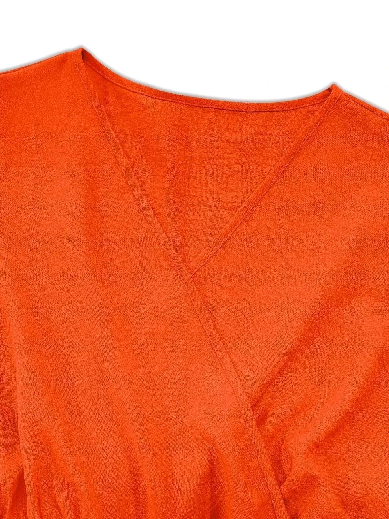 Plus Size Surplice Flutter Sleeve Dress