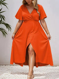 Plus Size Surplice Flutter Sleeve Dress