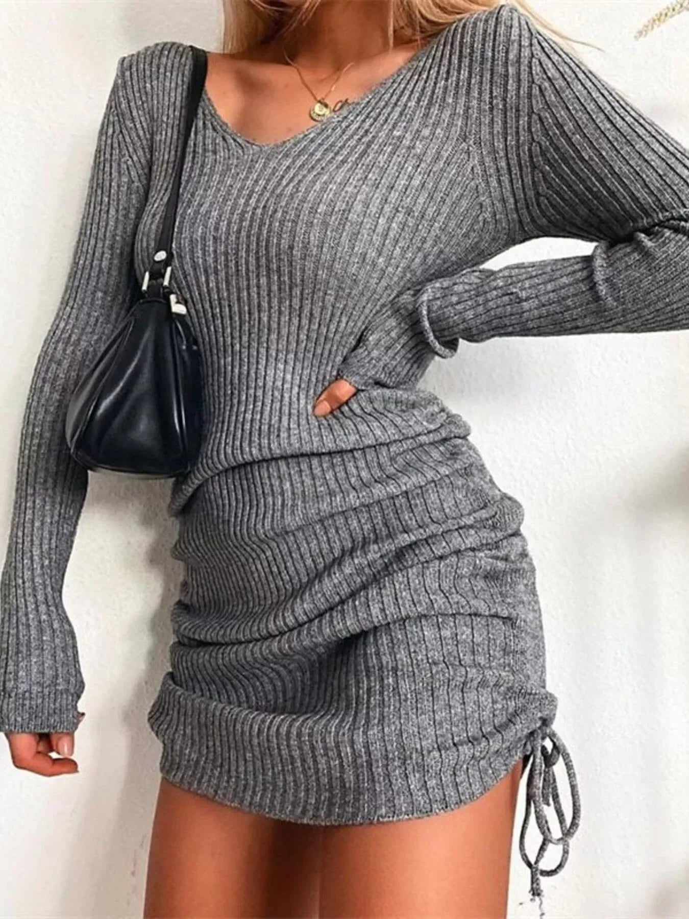 Plus Size Sweater Dress Gray / S