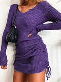 Plus Size Sweater Dress Purple / S