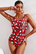 Plus Size Tie Dye Swimsuit Red / S