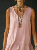 Plus Size V-Neck Ruffle Hem Sleeveless Dress - product view 14