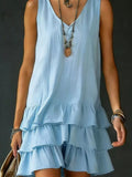 Plus Size V-Neck Ruffle Hem Sleeveless Dress - product view 2