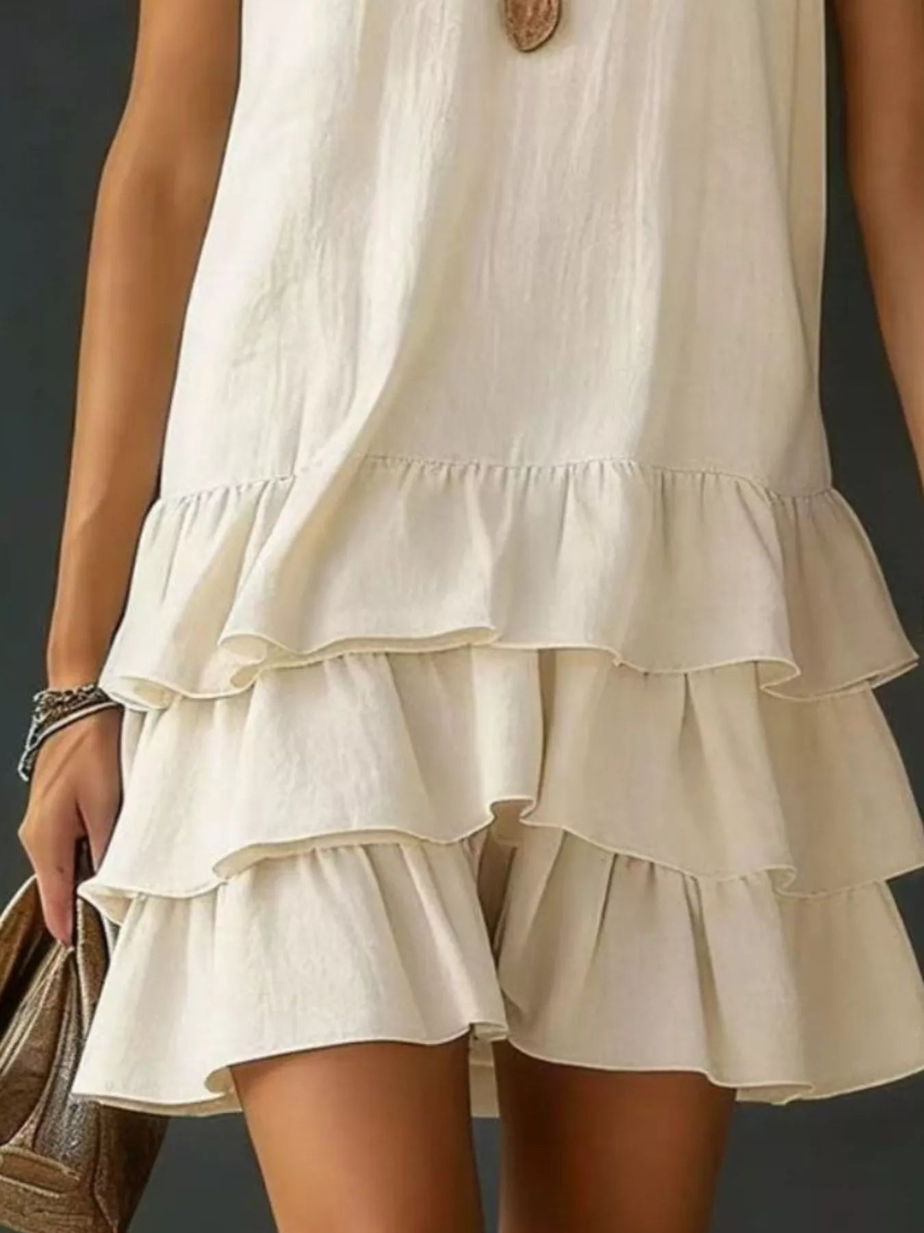 Plus Size V-Neck Ruffle Hem Sleeveless Dress - product view 11