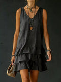 Plus Size V-Neck Ruffle Hem Sleeveless Dress - product view 7
