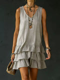 Plus Size V-Neck Ruffle Hem Sleeveless Dress - product view 22