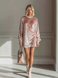 Plus Size Velvet Mini Dress Pink / S