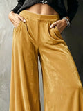 Plus Size High-Waisted Velvet Wide-Leg Pants