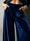 Plus Size High-Waisted Velvet Wide-Leg Pants