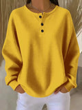 Plus Size Waffle Knit Button Top Yellow / S