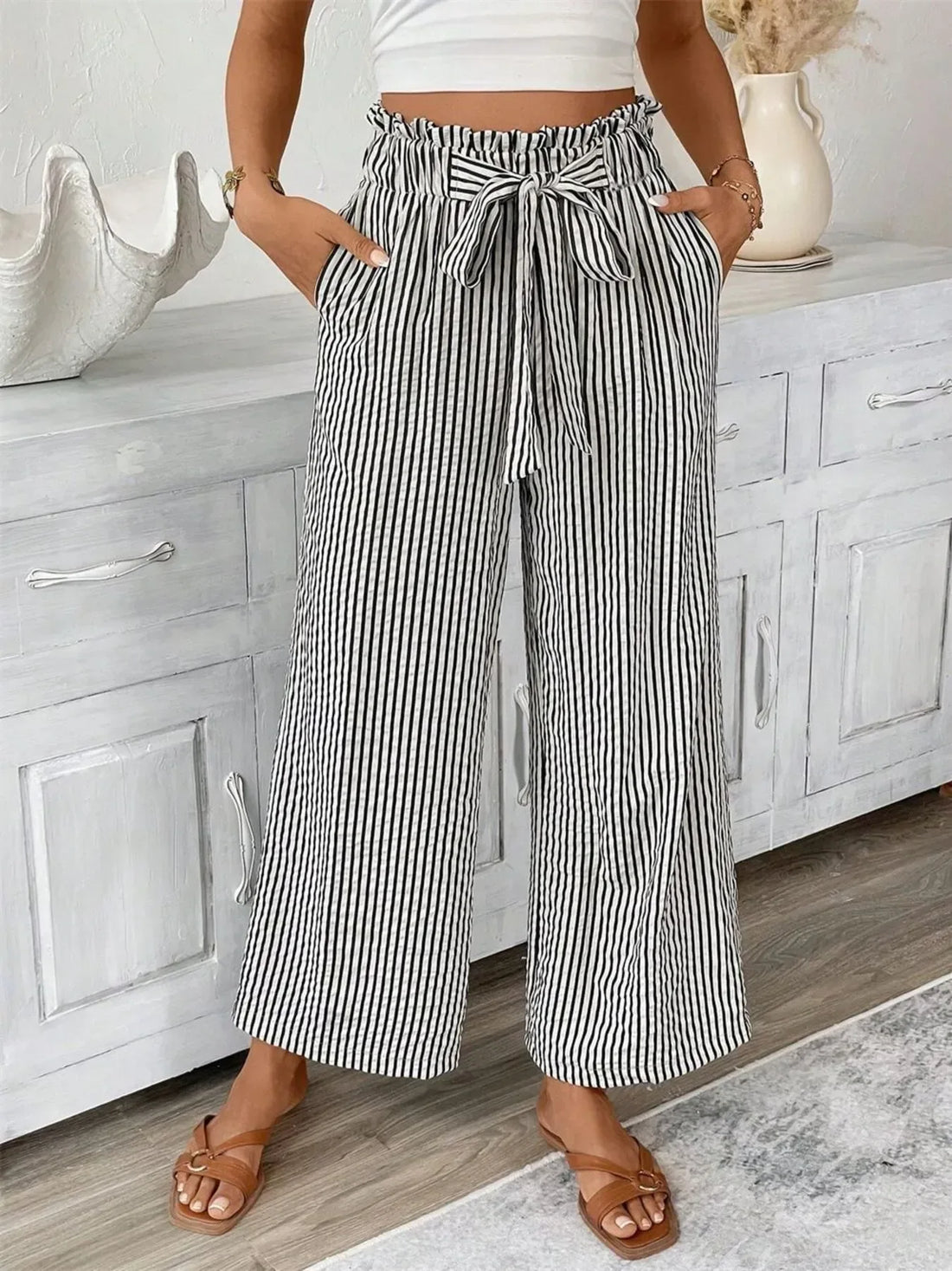 Plus Size Wide Leg Pants Black / S