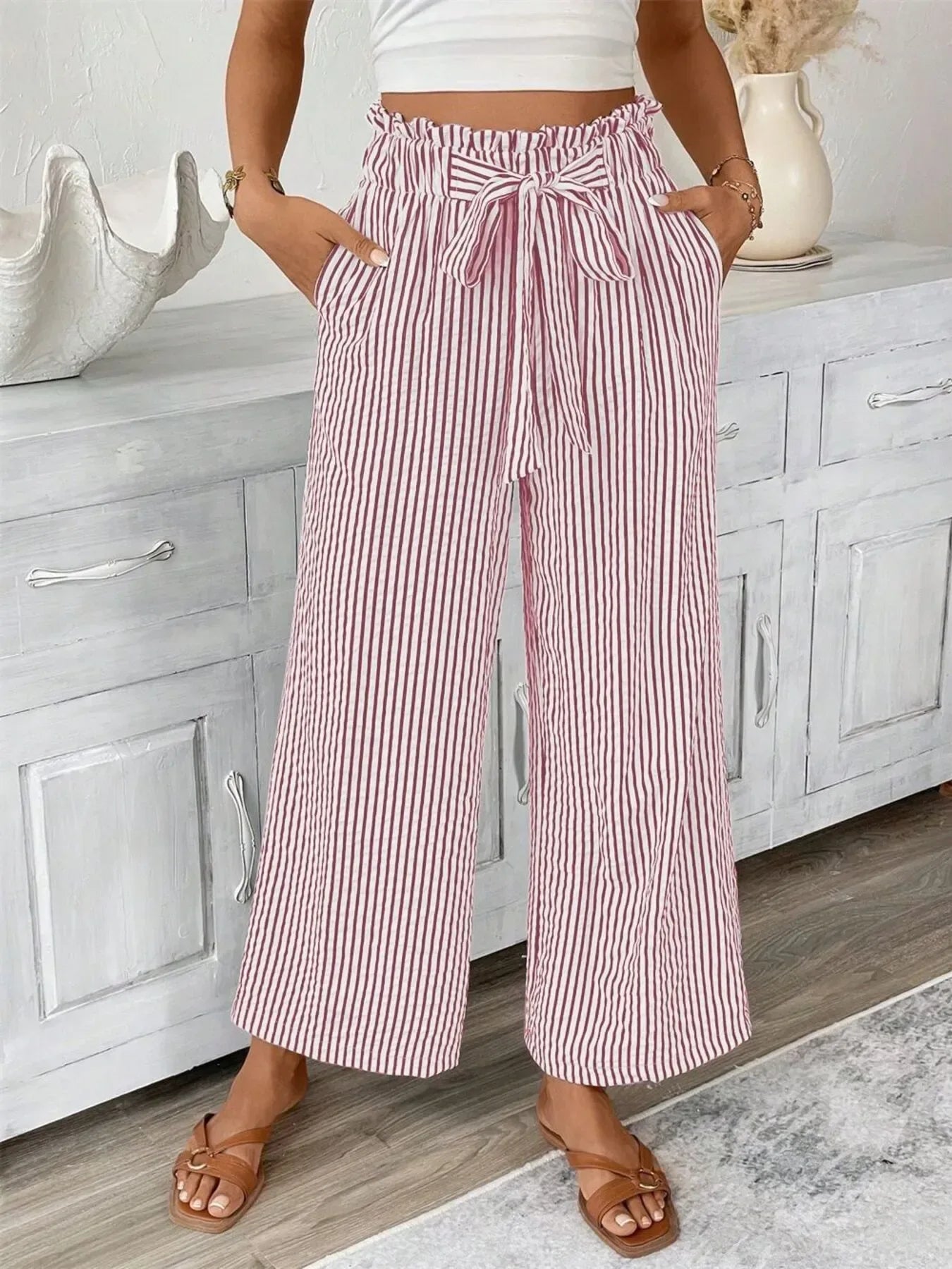 Plus Size Wide Leg Pants Dusty Pink / S