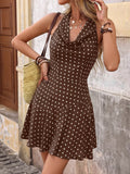Polka Dot Halter Neck Dress