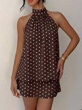 Polka Dot Halter Neck Mini Dress