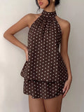 Polka Dot Halter Neck Mini Dress