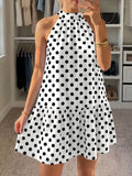 Polka Dot Halter Neck Mini Dress White / S