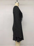 Polka Dot Lace Trimmed V-Neck Mini Dress
