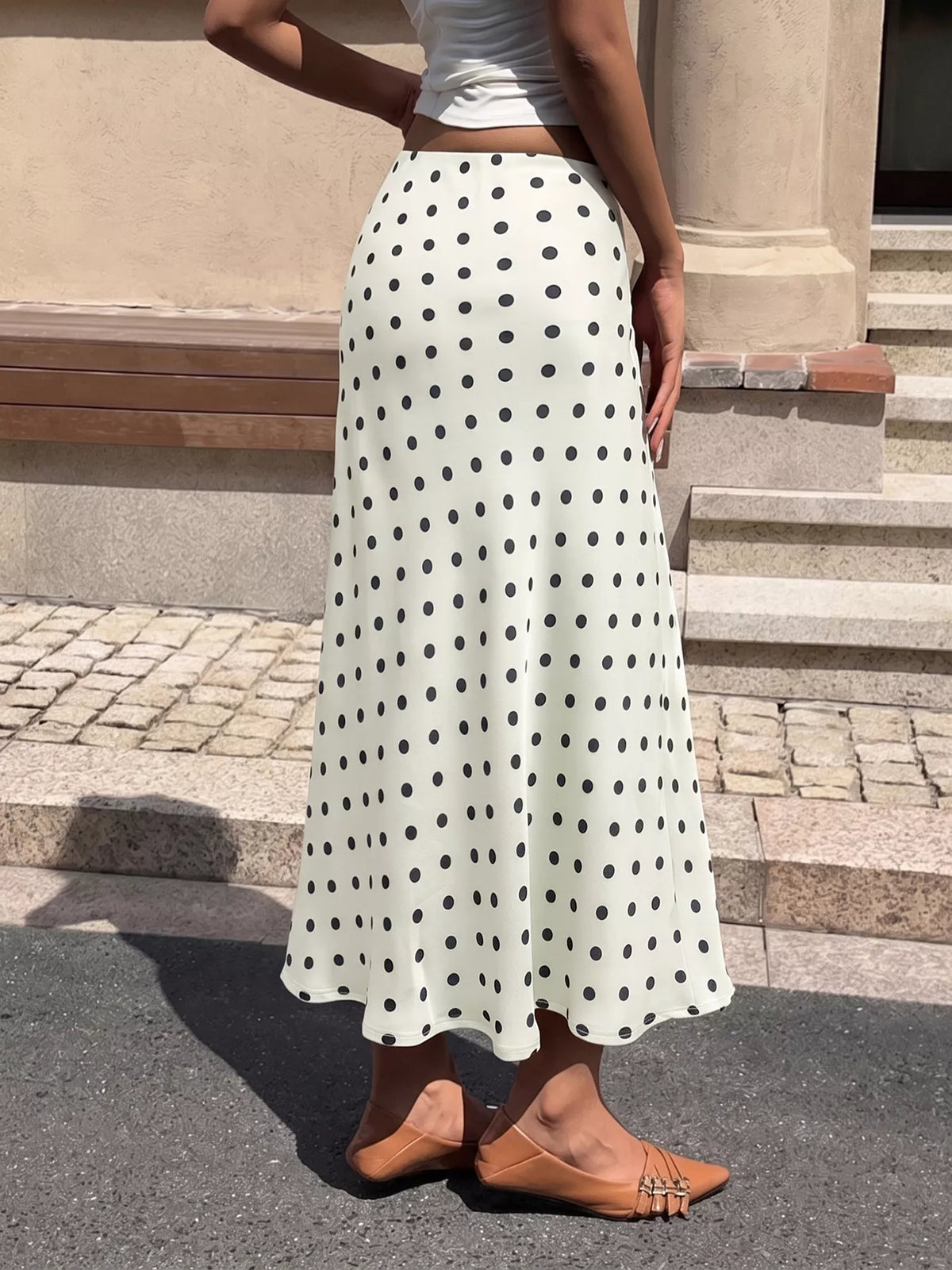 Classic Polka Dot Midi Skirt