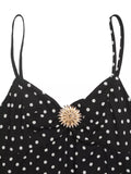 Polka Dot Ruffle Hem Spaghetti Strap Dress