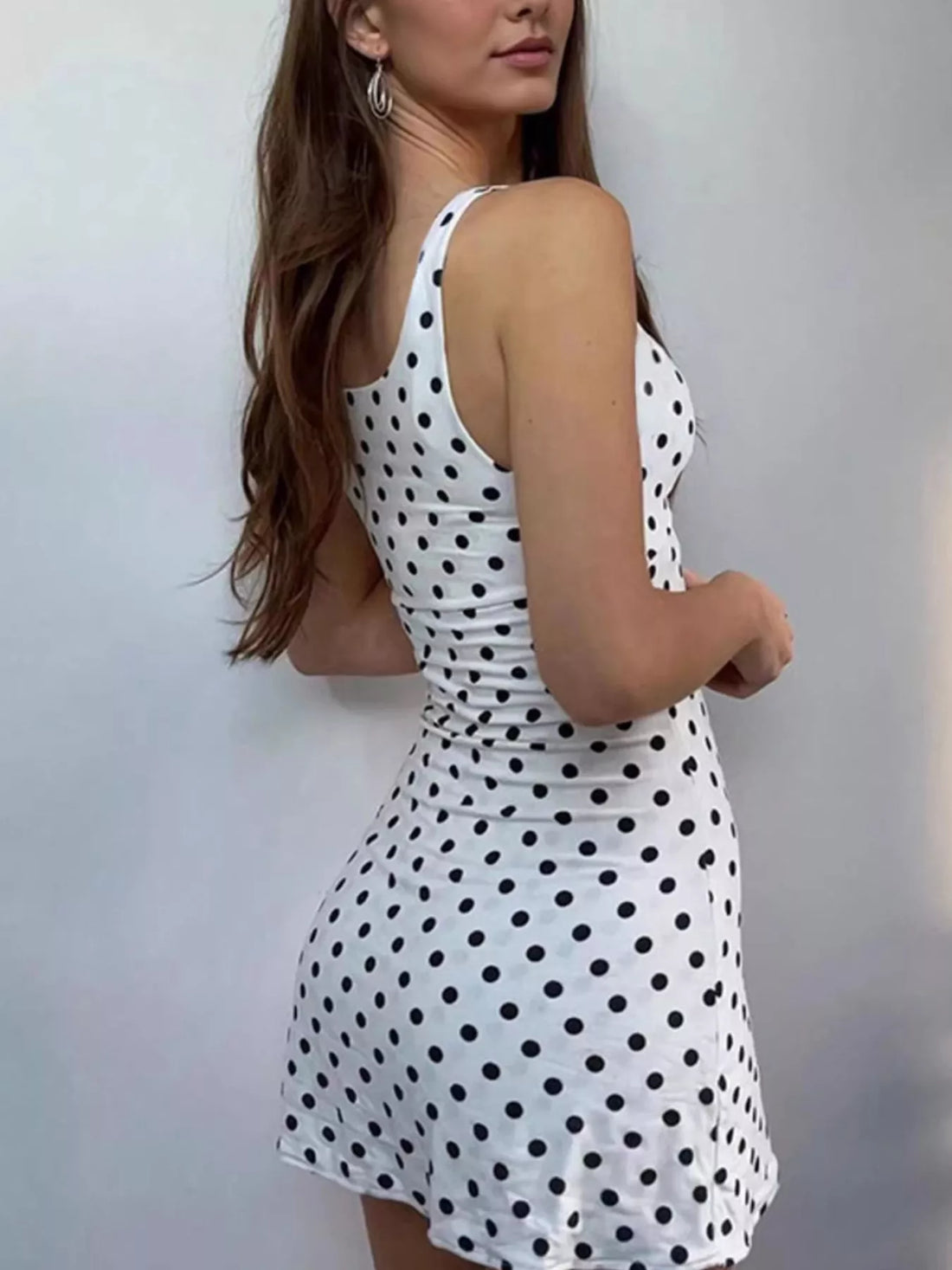 Polka Dot Tie-Front Mini Dress White / XS