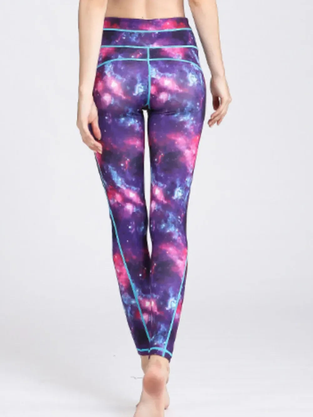 Printed High Waist Leggings Purple / S