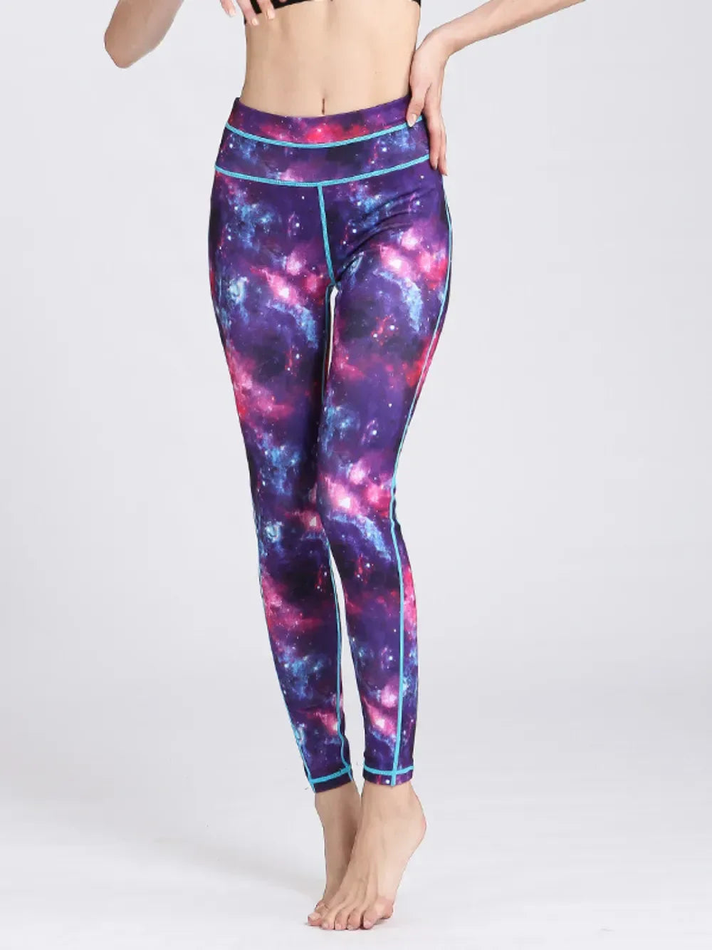 Printed High Waist Leggings Purple / S