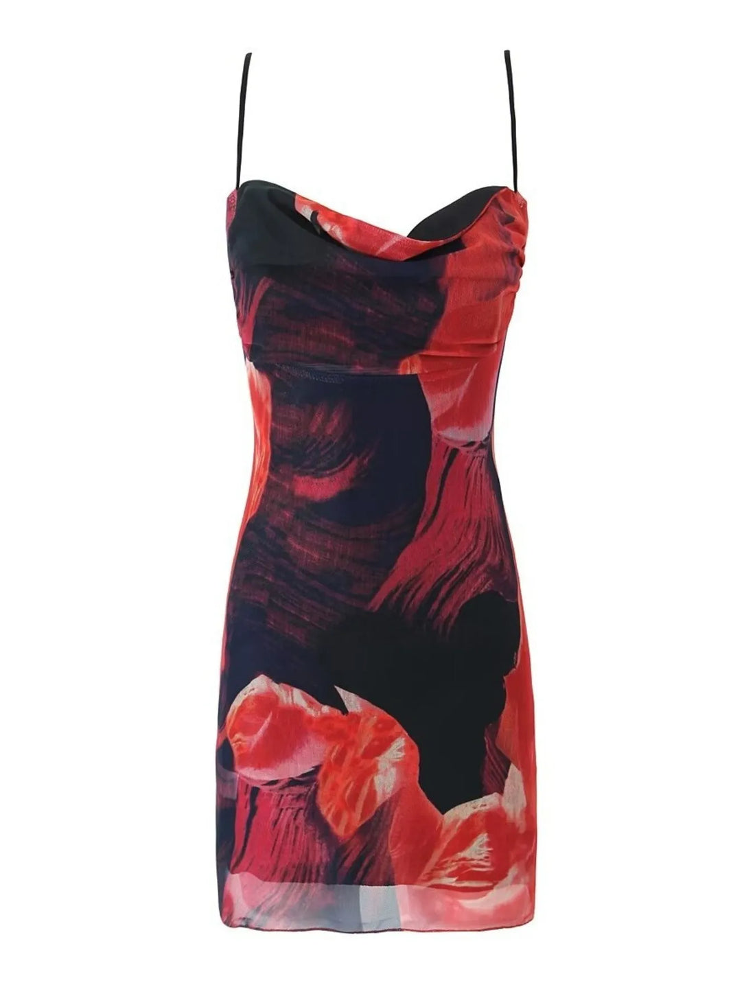 Printed Bodycon Cami Dress Red / S