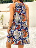 Printed Grecian Neck Mini Dress