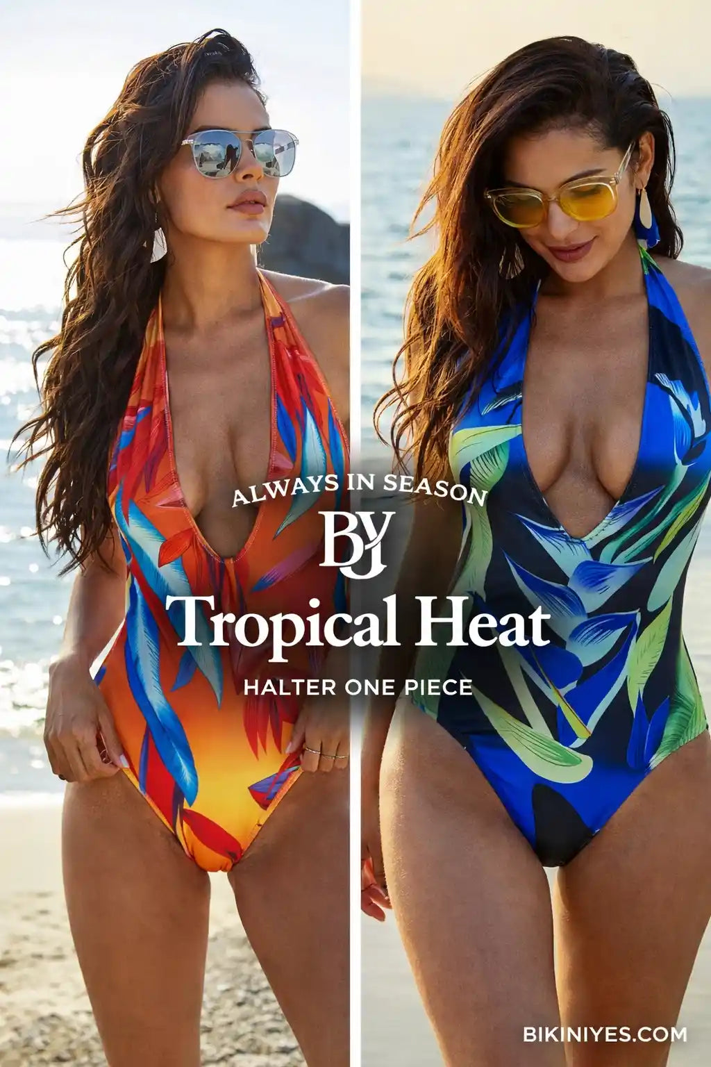 Printed Halter Neck One Piece Swimsuit