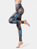 Printed High Waist Leggings Orange / S