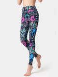 Printed High Waist Leggings Purple / S