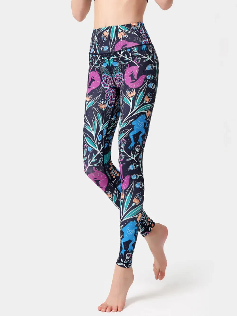 Printed High Waist Leggings Purple / S