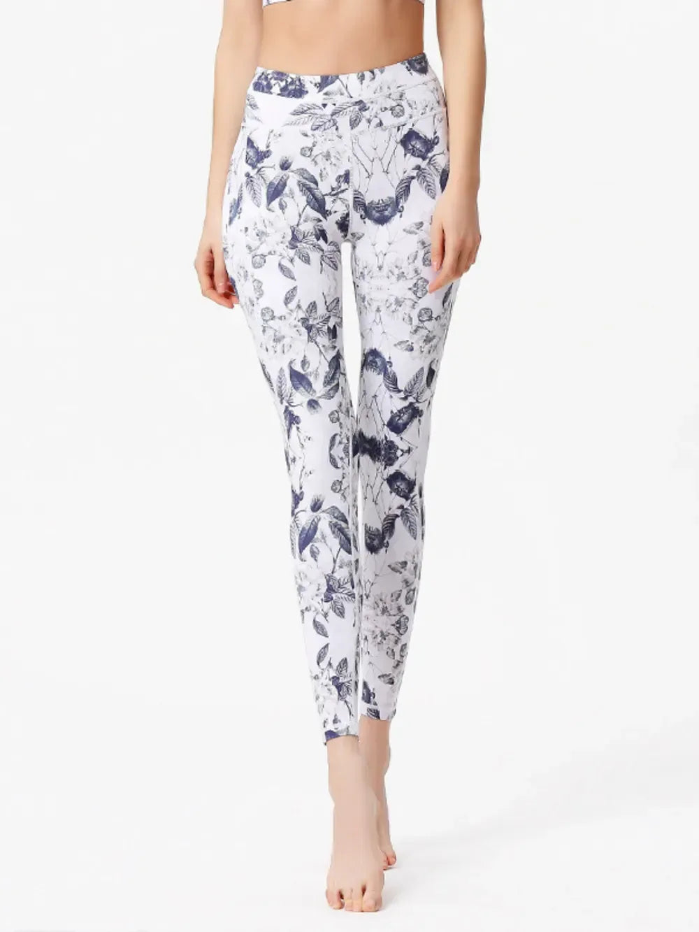 Printed High Waist Leggings White / S