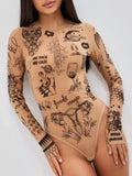 Printed Long Sleeve Bodysuit