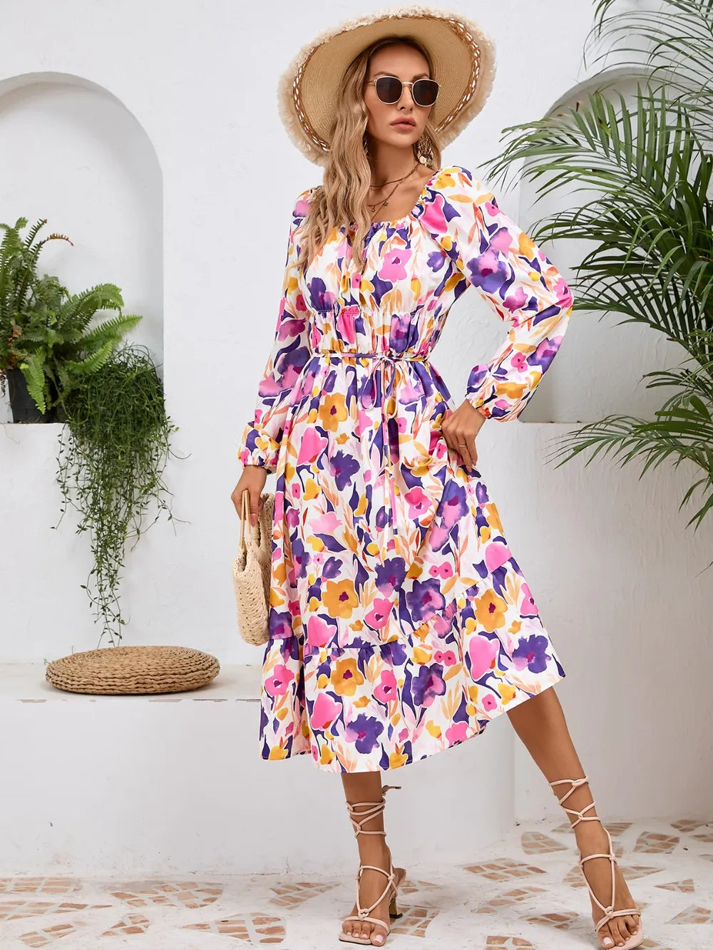 Printed Long-Sleeve Midi Dress - product view 28