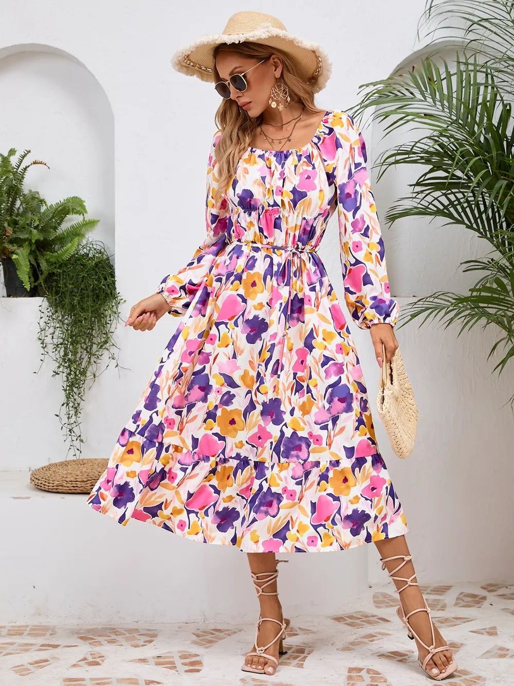 Printed Long-Sleeve Midi Dress - product view 29