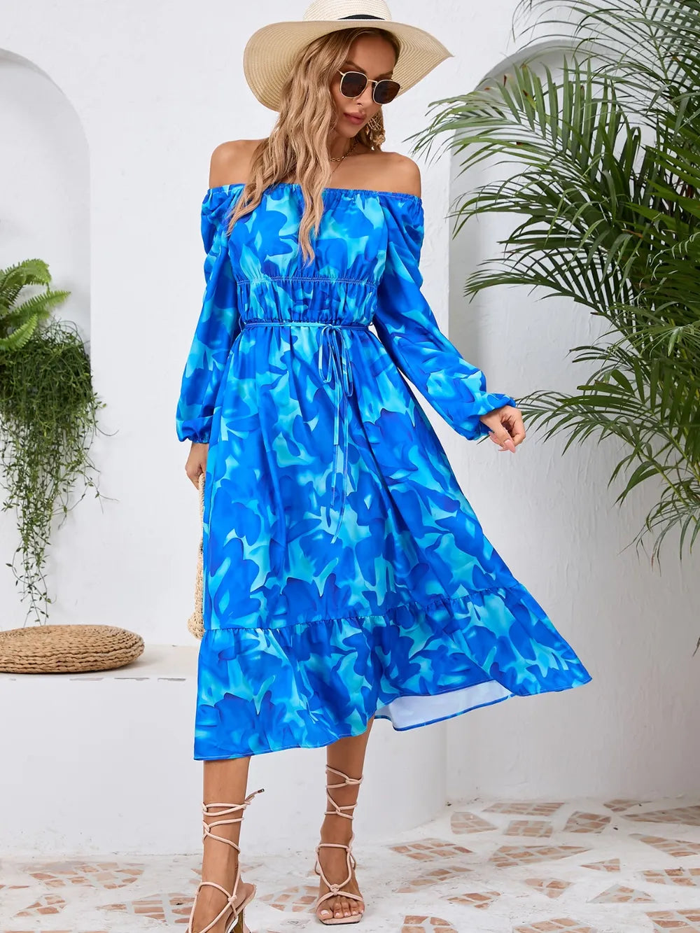 Printed Long-Sleeve Midi Dress - product view 15