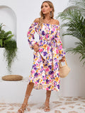 Printed Long-Sleeve Midi Dress - product view 27