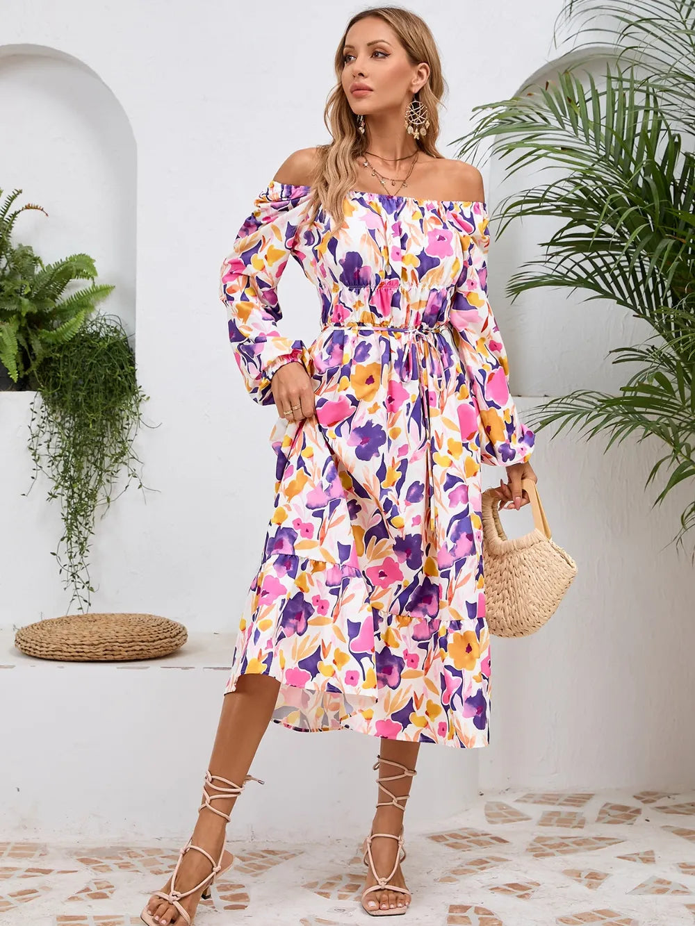 Printed Long-Sleeve Midi Dress - product view 27