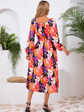 Printed Long-Sleeve Midi Dress - product view 2