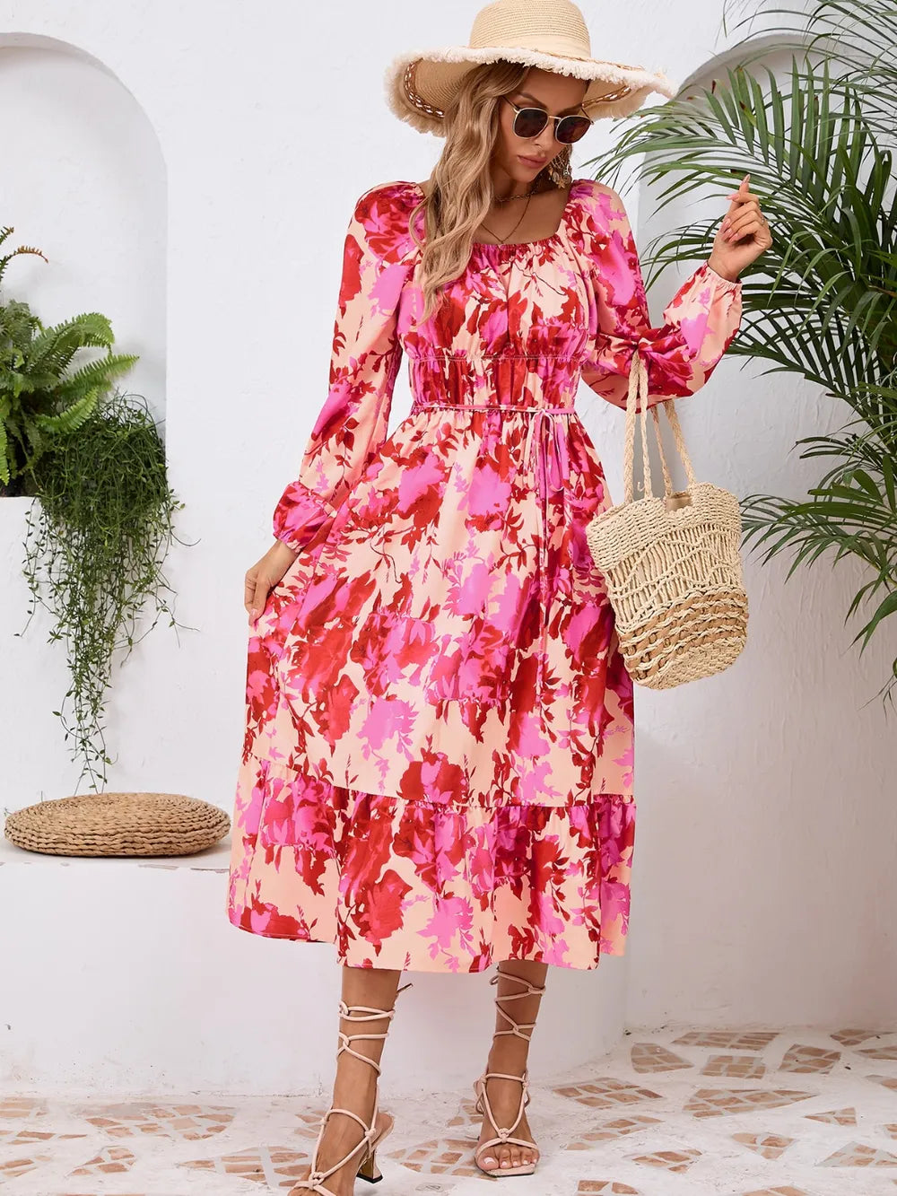 Printed Long-Sleeve Midi Dress - product view 20